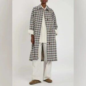 The Row Tavishina checked silk-blend coat
